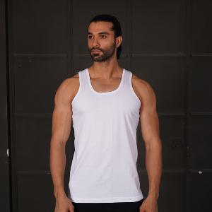 زیرپوش رکابی مردانه سفید نخی سوپر پنبه